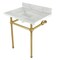 Kingston Brass 30 Console Sink with Brass Legs 8Inch, 3 Hole, Marble WhiteBrushed Brass KVBH3022M8SQ7 - alternate 1